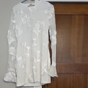 White Floral Applique Dress